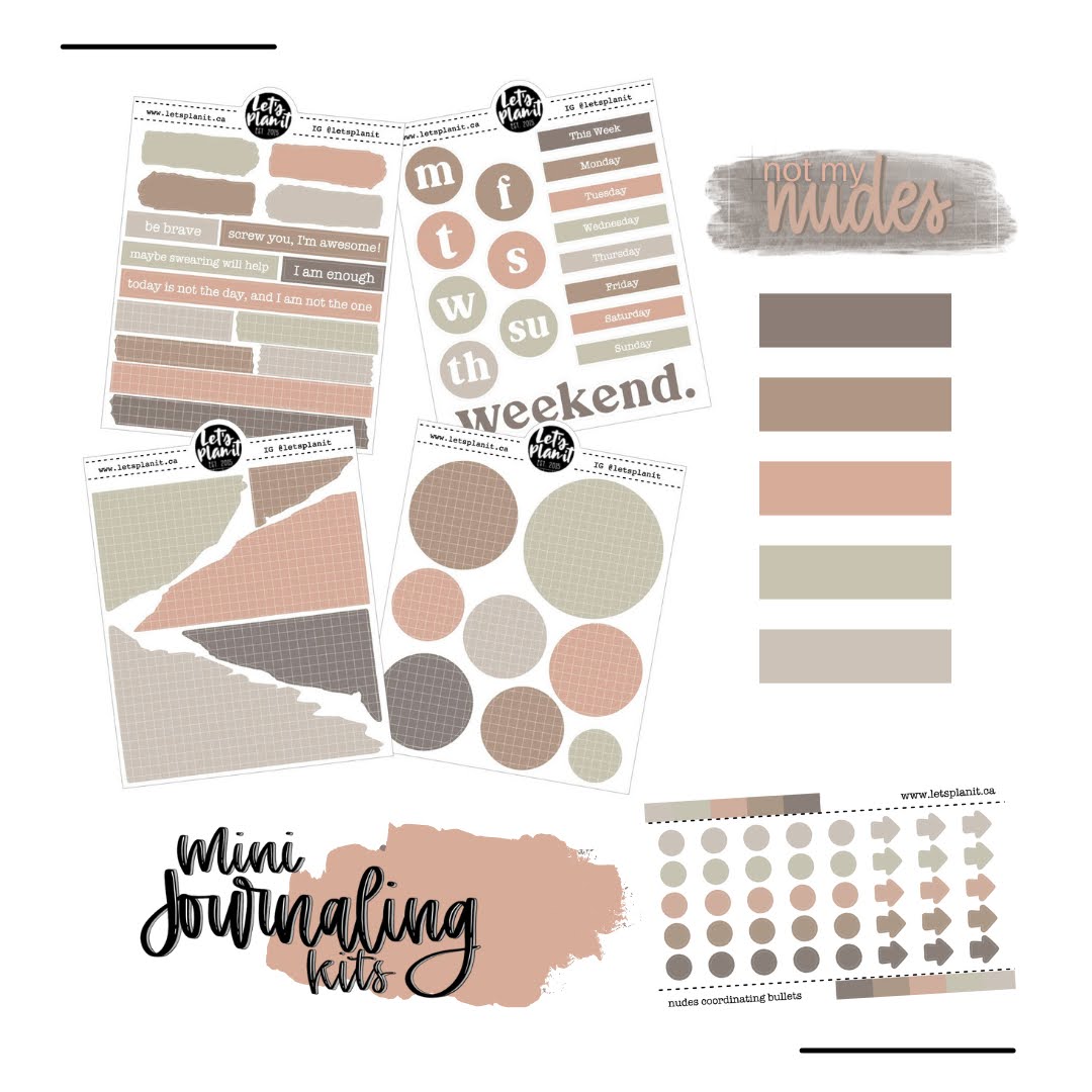 Mini Journaling Kit | NUDES | 2 paper types | Planner Stickers