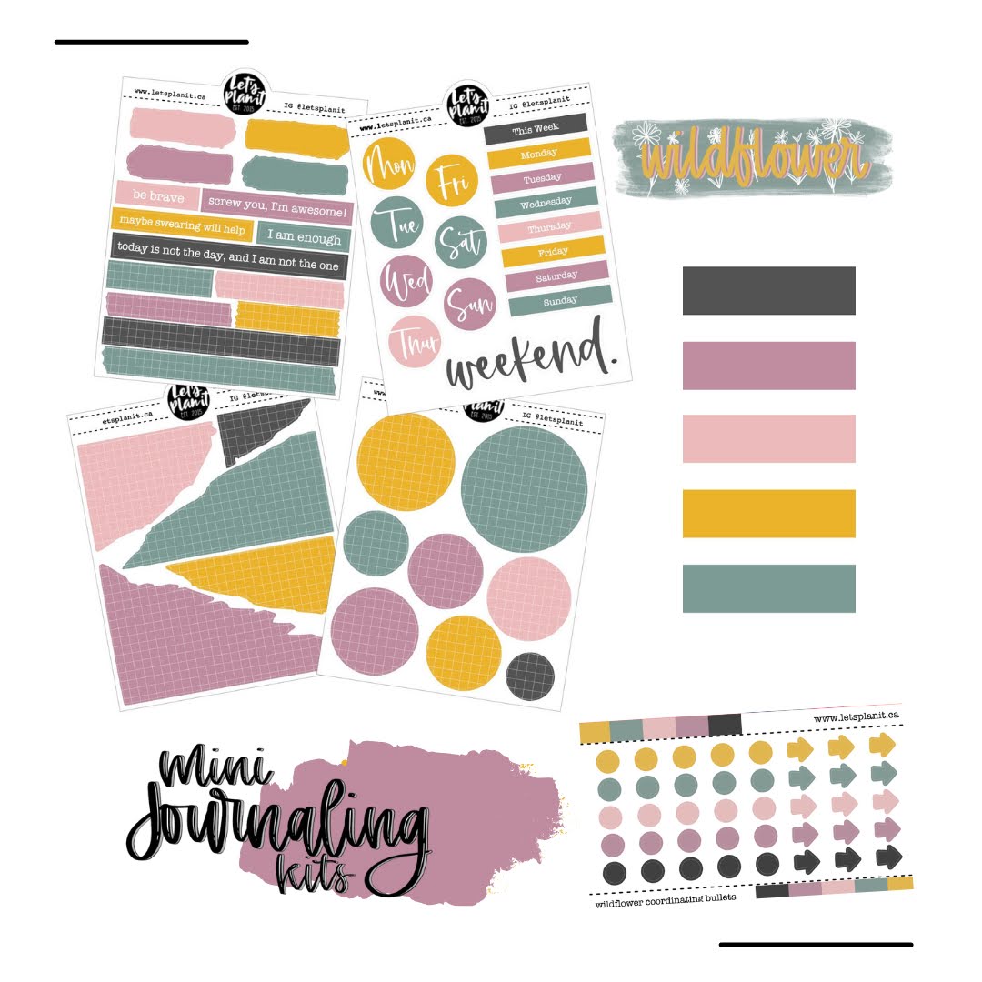 Mini Journaling Kit | WILDFLOWER | 2 paper types | Planner Stickers