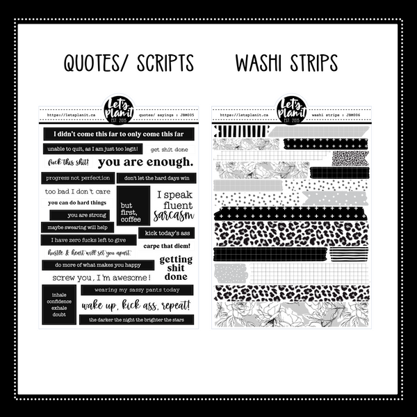 Journaling sheets | MONOCHROME | 8 variations